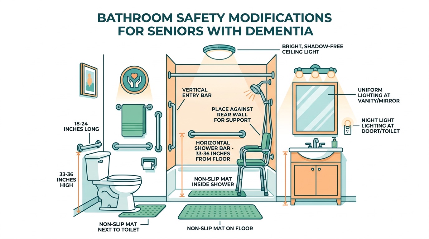 Bathroom safety modifications for seniors with dementia