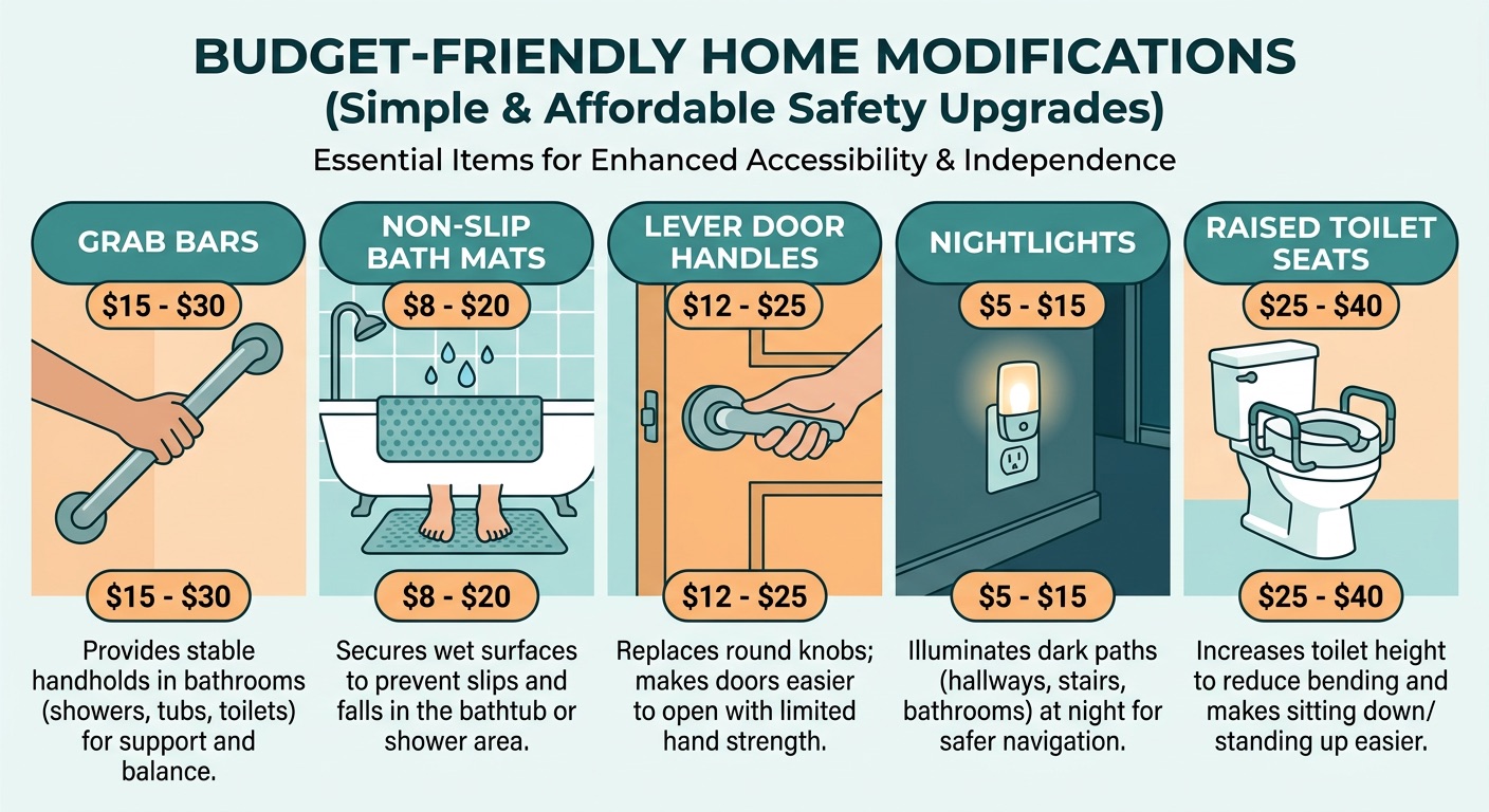 Budget home modifications price guide showing cost ranges