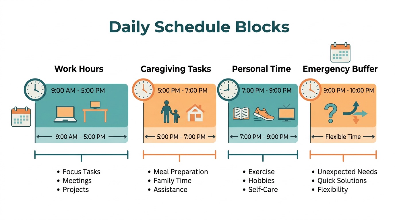 Time management strategies balancing work and caregiving