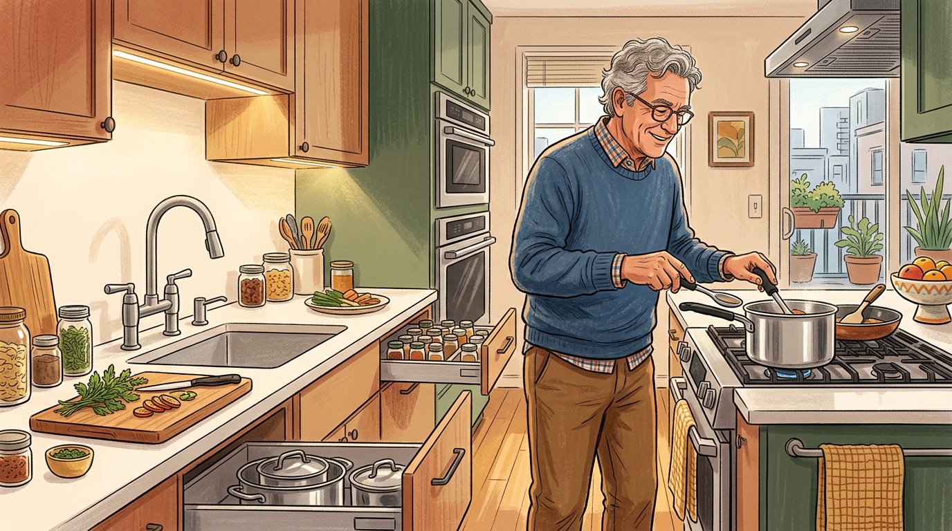 Condo kitchen with aging in place modifications and adaptations