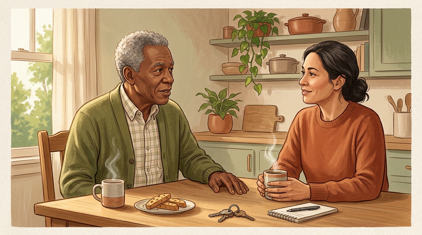 Family having a caring conversation about driving safety