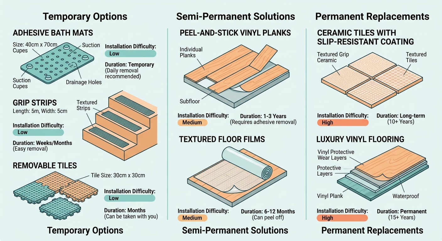 Comparison of different non-slip bathroom flooring options