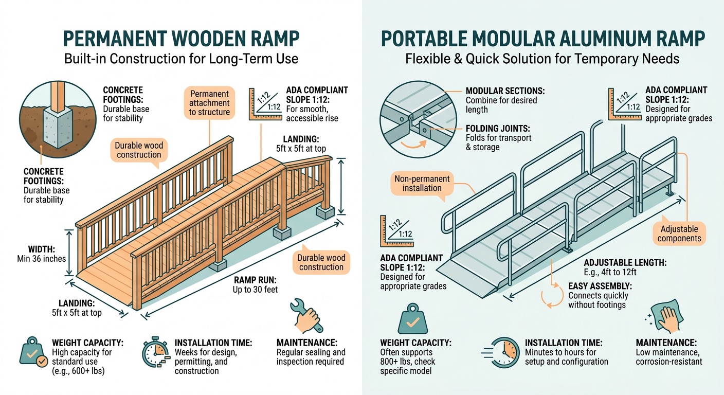 Comparison of permanent and portable ramp installations