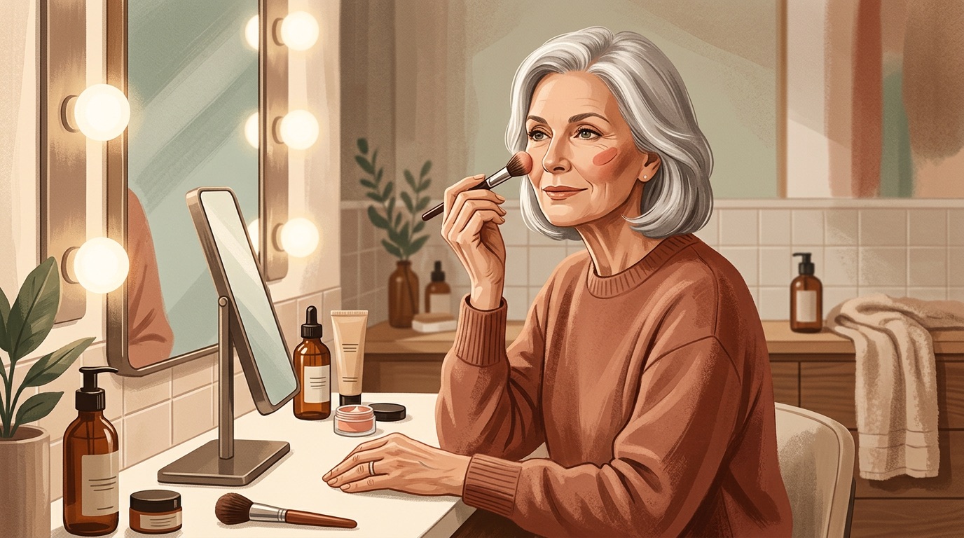 Guide showing proper vanity lighting placement for older adults