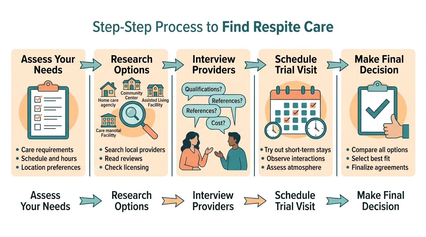 Step-by-step respite care process diagram
