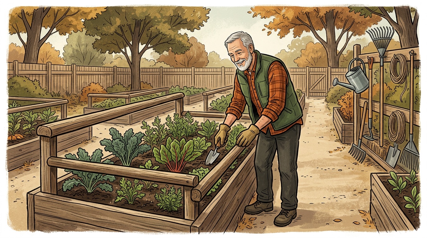 Accessible garden design with raised beds and clear pathways