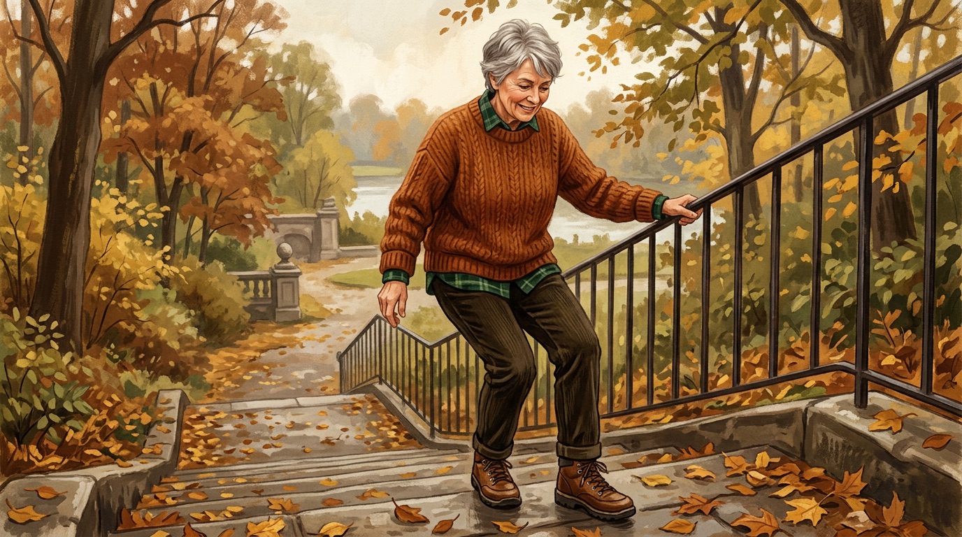 Autumn fall hazards including wet leaves and reduced lighting