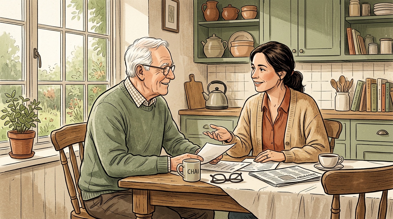 Family having conversation about driving retirement