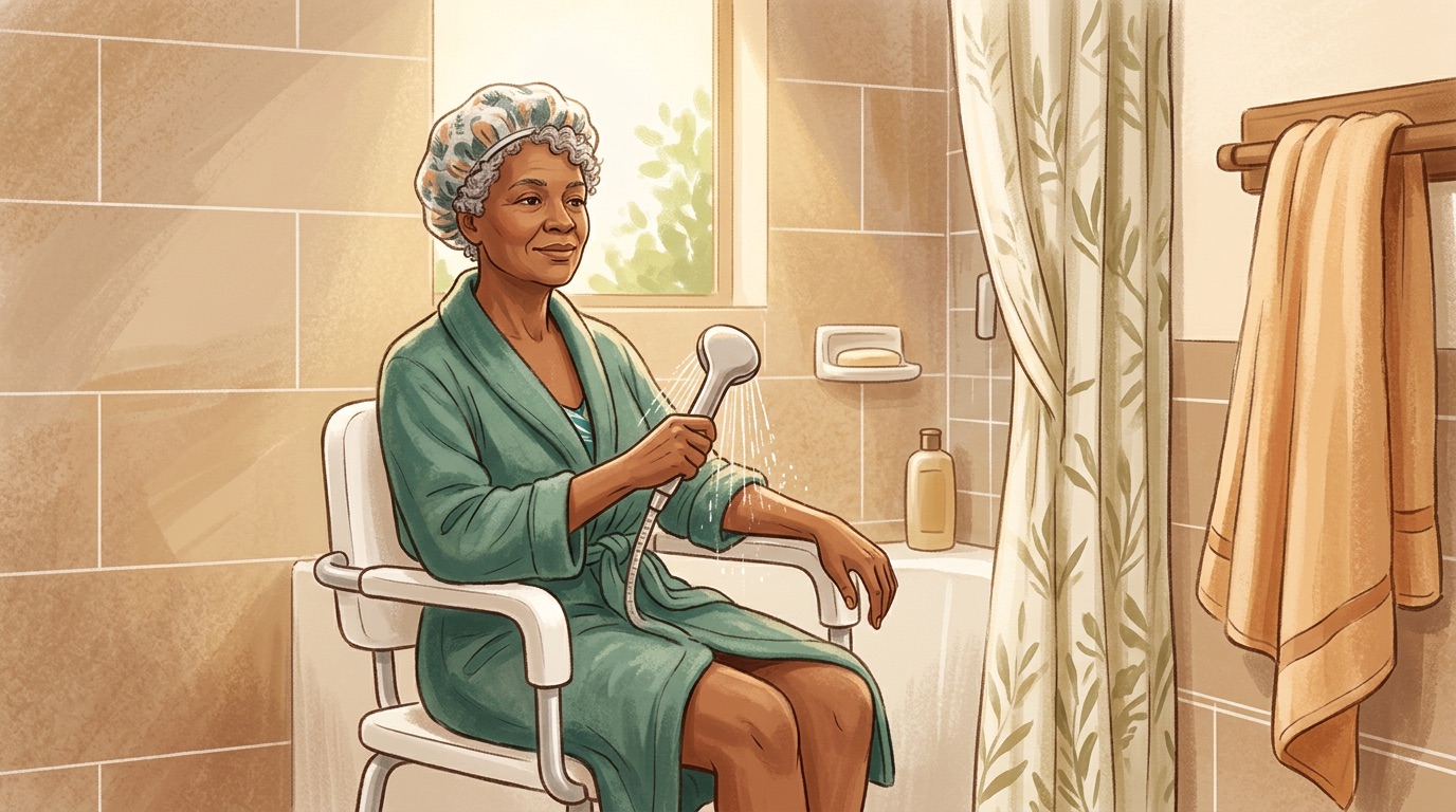 Basic shower chair setup and proper positioning in bathroom