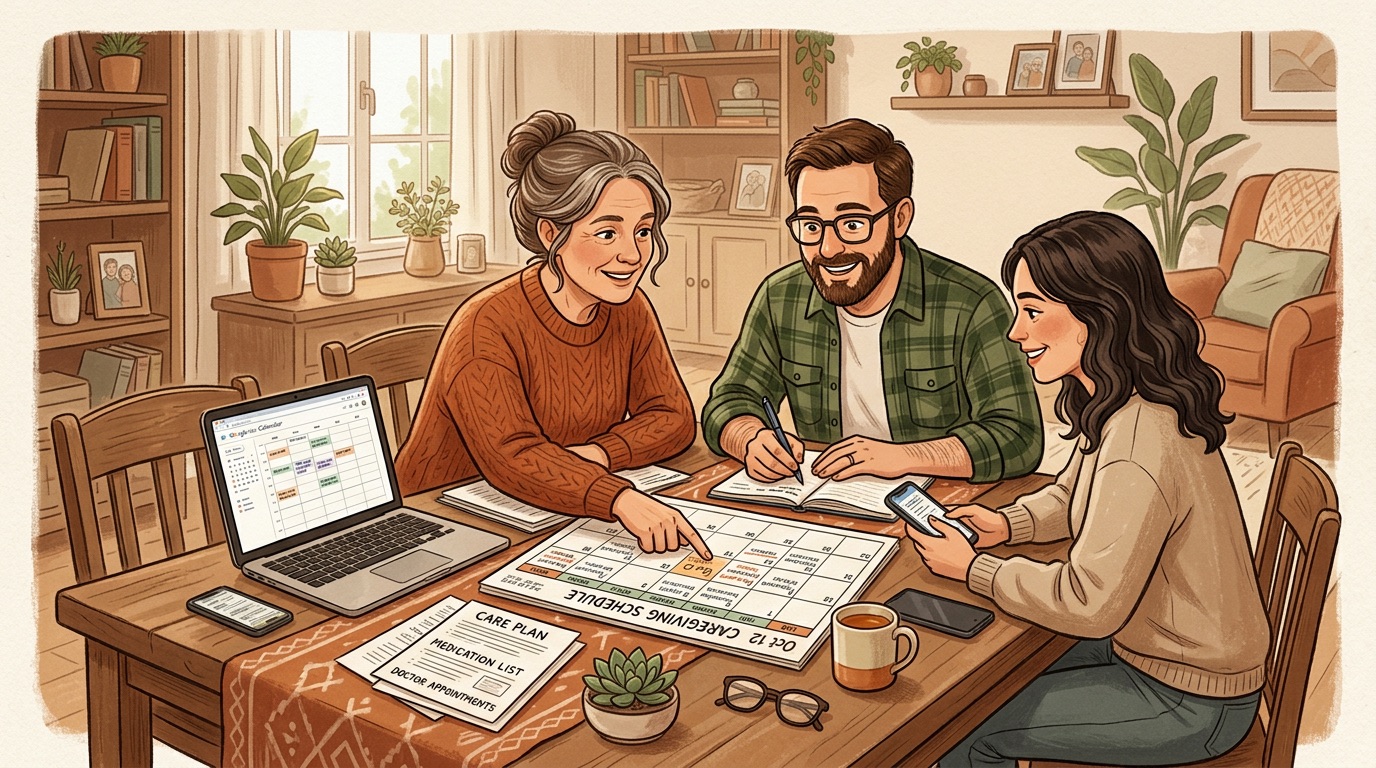 Siblings coordinating long-distance care for elderly parent