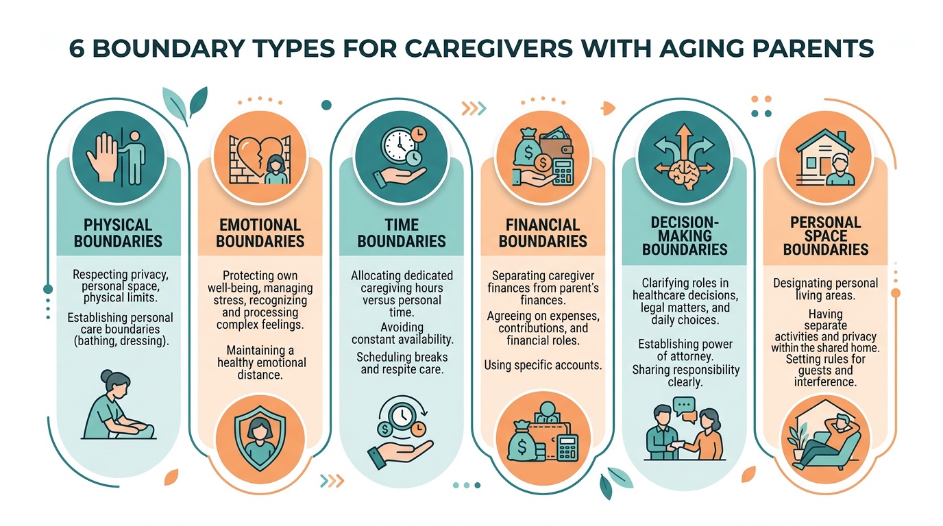Six essential caregiver boundaries infographic