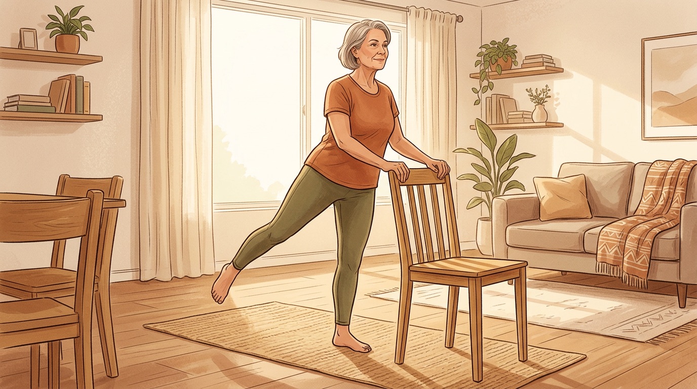 Guide showing standing balance exercises for older adults